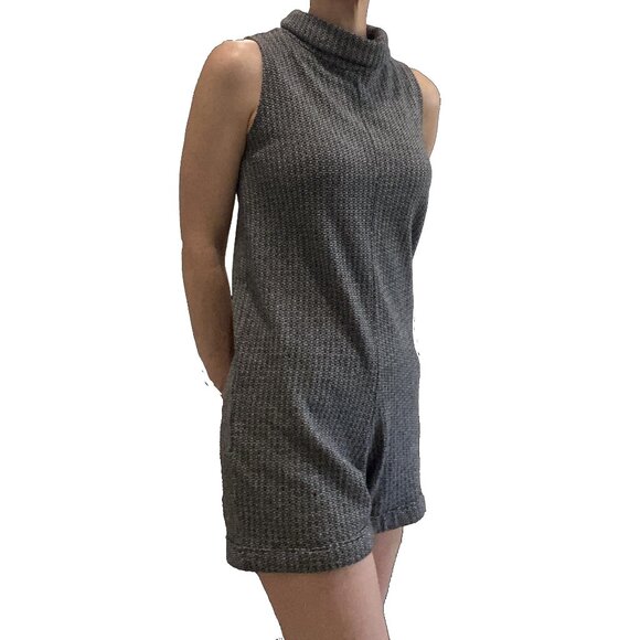 Sleeveless Turtleneck Romper in Textured Knit - S - Picture 1 of 8